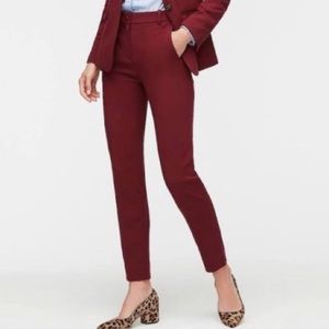 J. Crew 365 High Rise Cameron Burgundy Ankle Pants